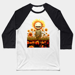 Sunflower Smiles: Be Happy Today on a light (Knocked Out) background Baseball T-Shirt